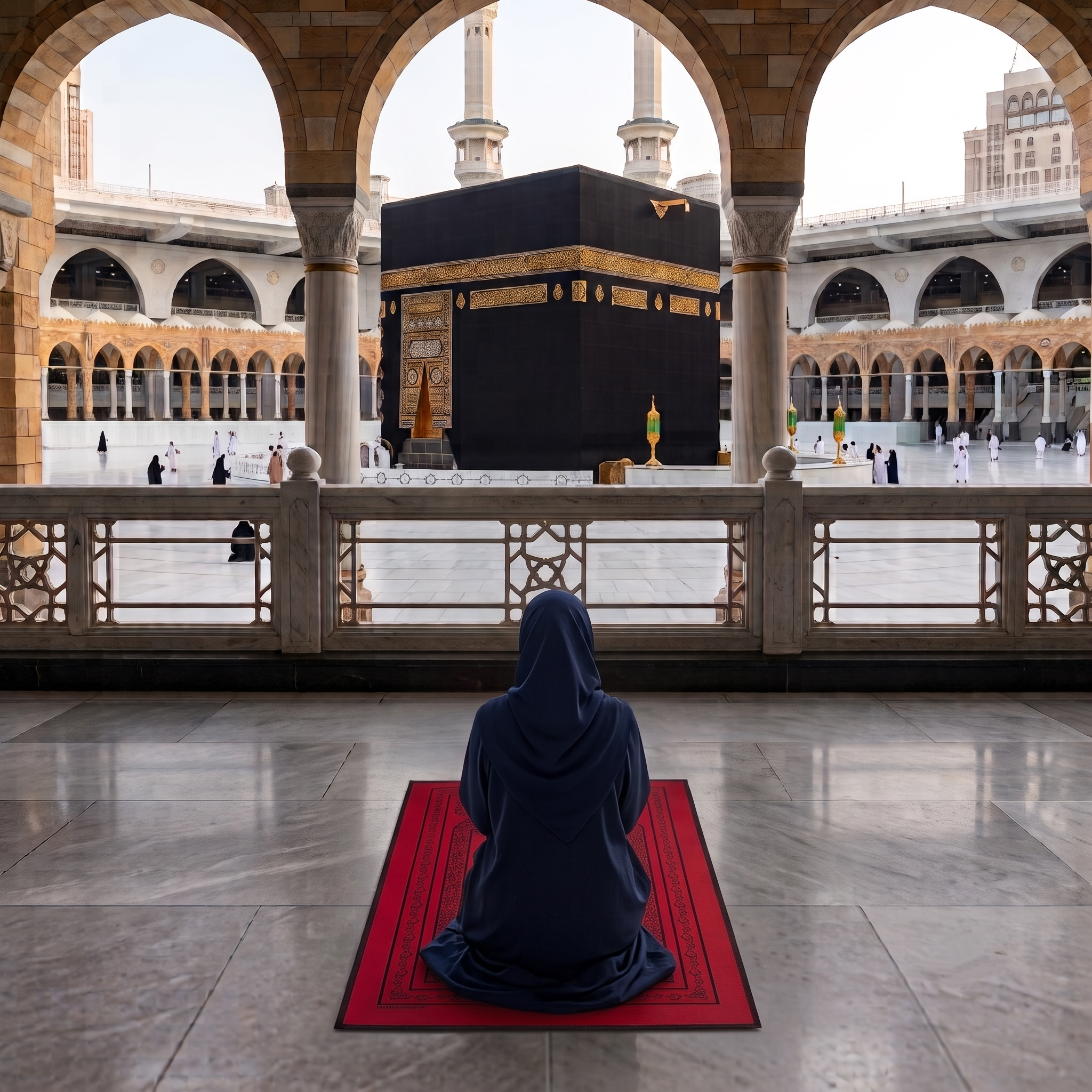 Travel Prayer Mat with Synthetic Leather Pouch | Portable Muslim Prayer Rug