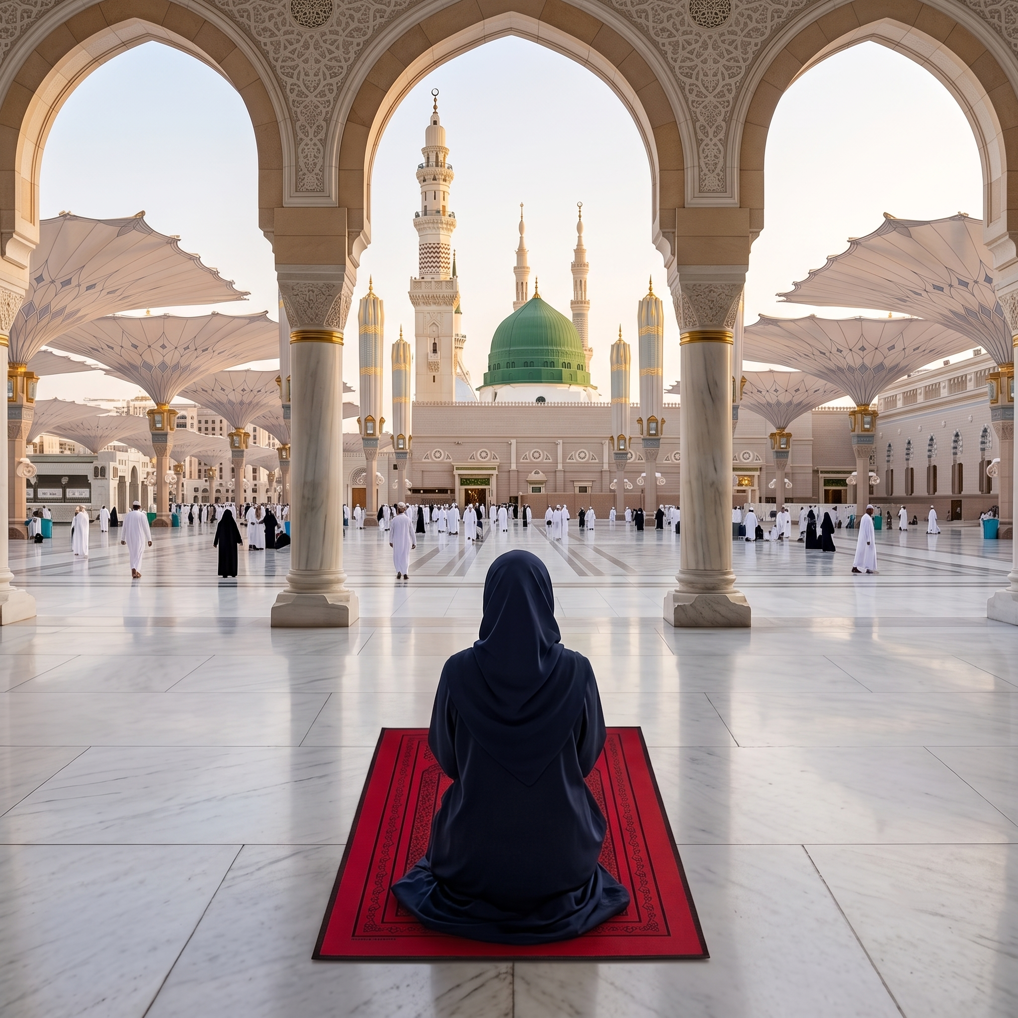 Travel Prayer Mat with Synthetic Leather Pouch | Portable Muslim Prayer Rug