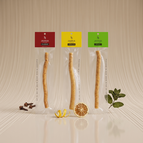 3-Piece Flavored Peelu Miswak Set – Lemon, Mint & Clove with Cutter & Holder
