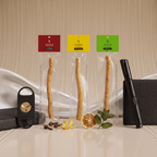 3-Piece Flavored Peelu Miswak Set – Lemon, Mint & Clove with Cutter & Holder