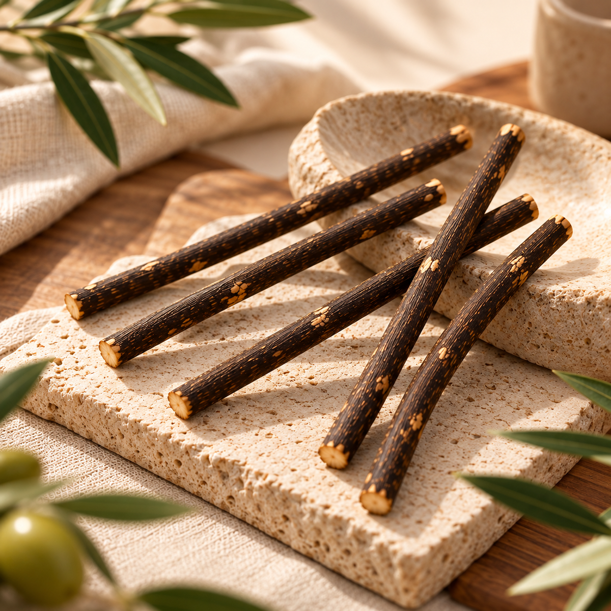 5-Piece Olive Miswak Set with Cutter & Holder